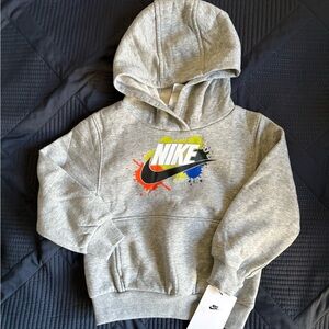 Nike Kids Gray Hoodie with Multicolor Logo